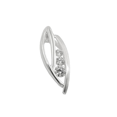 Hæng 17x6mm blad Lignende mat glans med 3 zirkonia sølv 925
