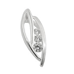 Hæng 17x6mm blad Lignende mat glans med 3 zirkonia sølv 925