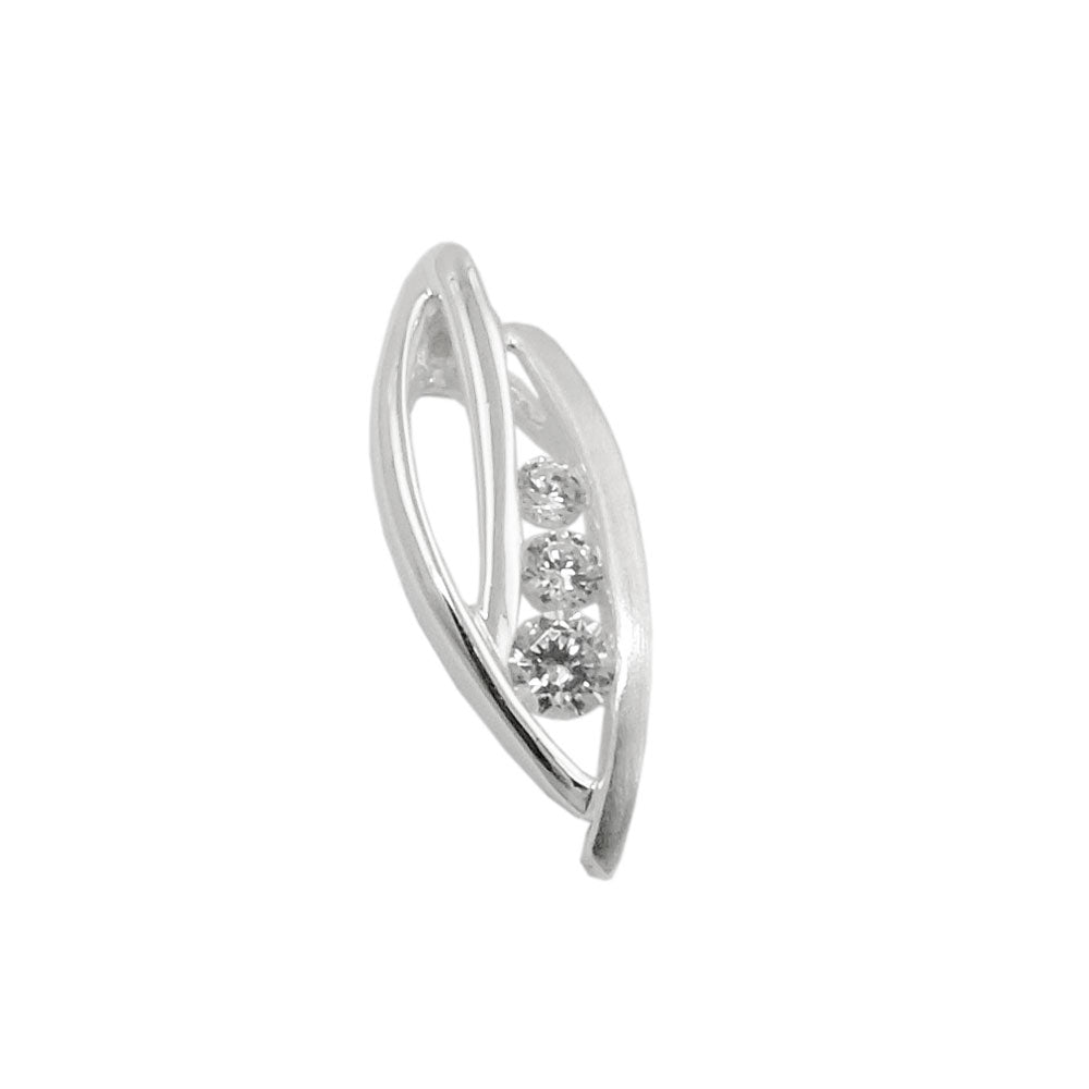 Hæng 17x6mm blad Lignende mat glans med 3 zirkonia sølv 925