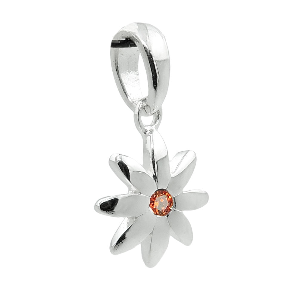 Hængblomst 8mm Kubisk zirkonia Rød-Orange Sølv 925
