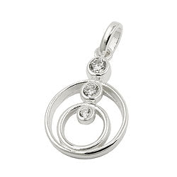 Vedhæng 17x13mm 2 ringe med 3 kubiske zirkonier sølv 925