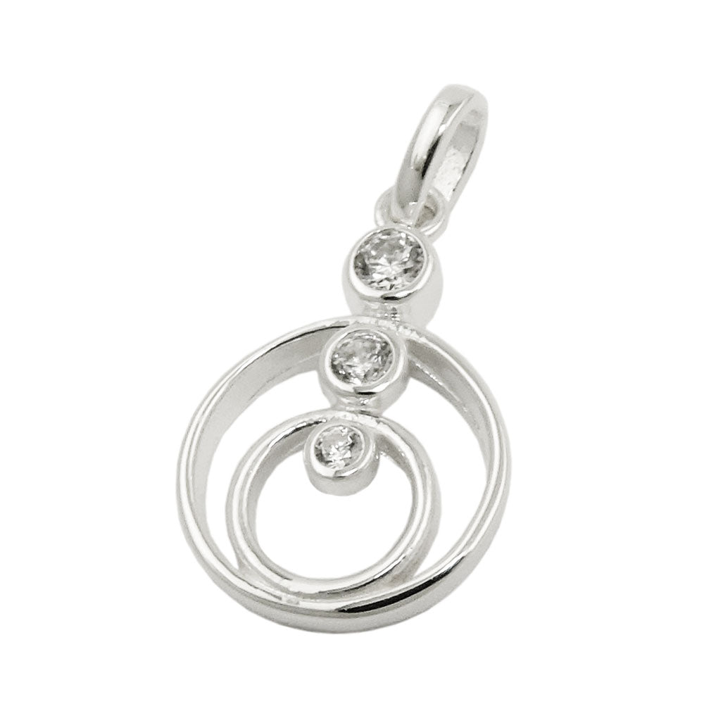 Vedhæng 17x13mm 2 ringe med 3 kubiske zirkonier sølv 925