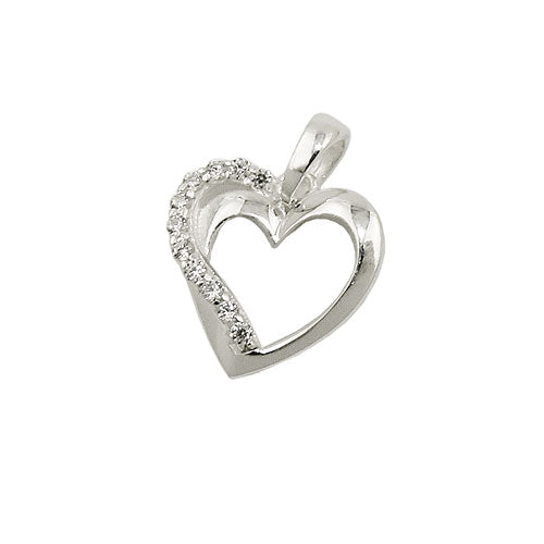 Vedhæng 13x13mm hjerte med kubiske zirkoniaer sølv 925