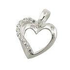 Vedhæng 13x13mm hjerte med kubiske zirkoniaer sølv 925