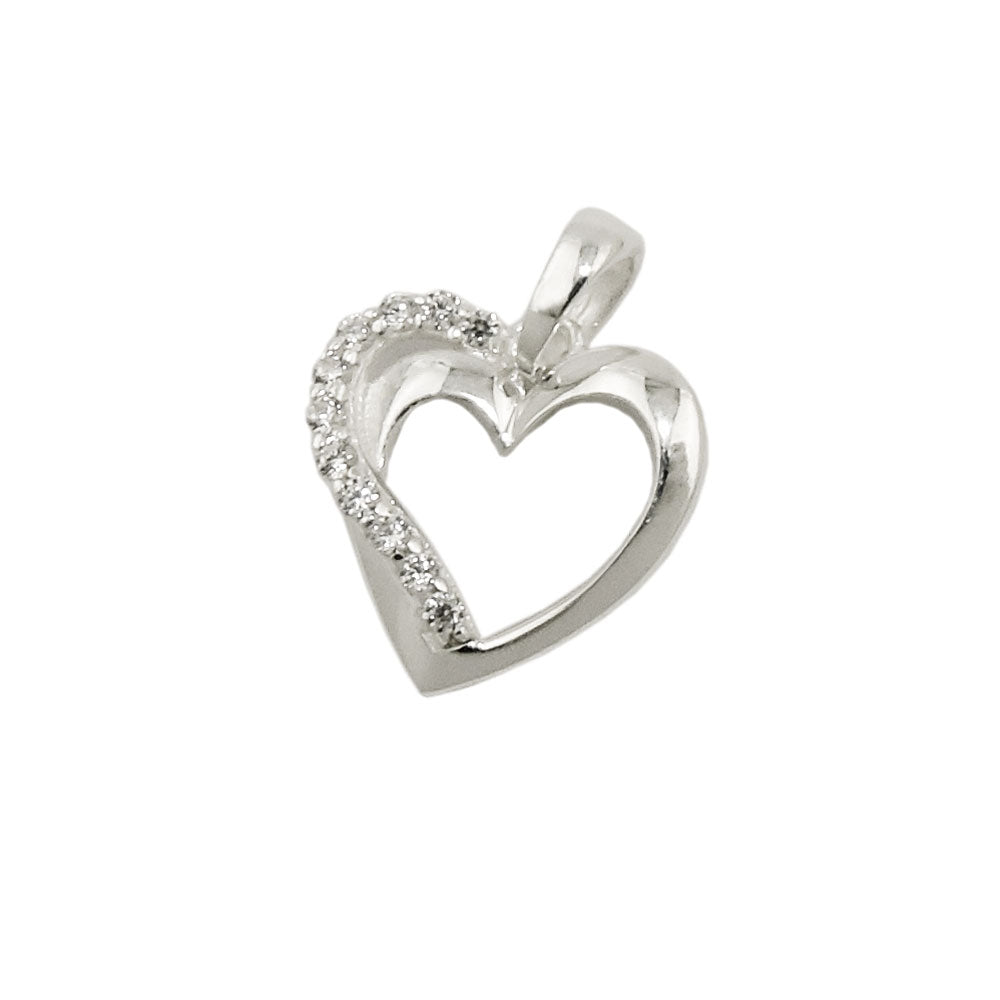 Vedhæng 13x13mm hjerte med kubiske zirkoniaer sølv 925