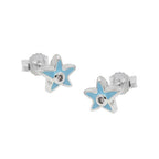 Ørestikker 7x6mm børne-ørering Star Lyseblå Cubic Zirconia Pink Sølv 925