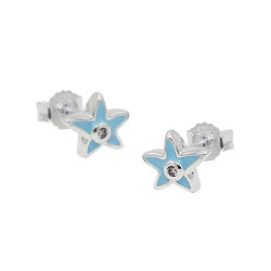 Ørestikker 7x6mm børne-ørering Star Lyseblå Cubic Zirconia Pink Sølv 925
