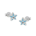 Ørestikker 7x6mm børne-ørering Star Lyseblå Cubic Zirconia Pink Sølv 925