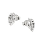 Øreørering 9x5 mm blad, matter blank med zirkonia, sølv 925