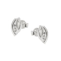 Øreørering 9x5 mm blad, matter blank med zirkonia, sølv 925