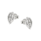 Øreørering 9x5 mm blad, matter blank med zirkonia, sølv 925