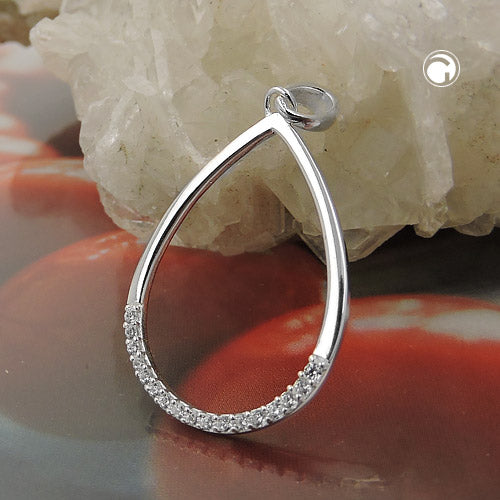 Hængende 25x18mm faldbue med Cubic Zirconia Silver 925