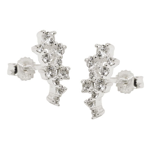 Ørestikker 13x6mm blomst med kubiske zirkonier sølv 925