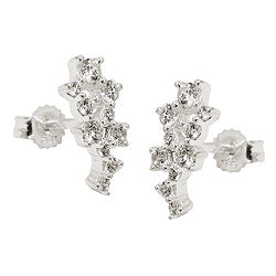 Ørestikker 13x6mm blomst med kubiske zirkonier sølv 925