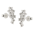 Ørestikker 13x6mm blomst med kubiske zirkonier sølv 925