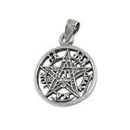 Pendler, 15mm pentagram amulet slebet sølv 925
