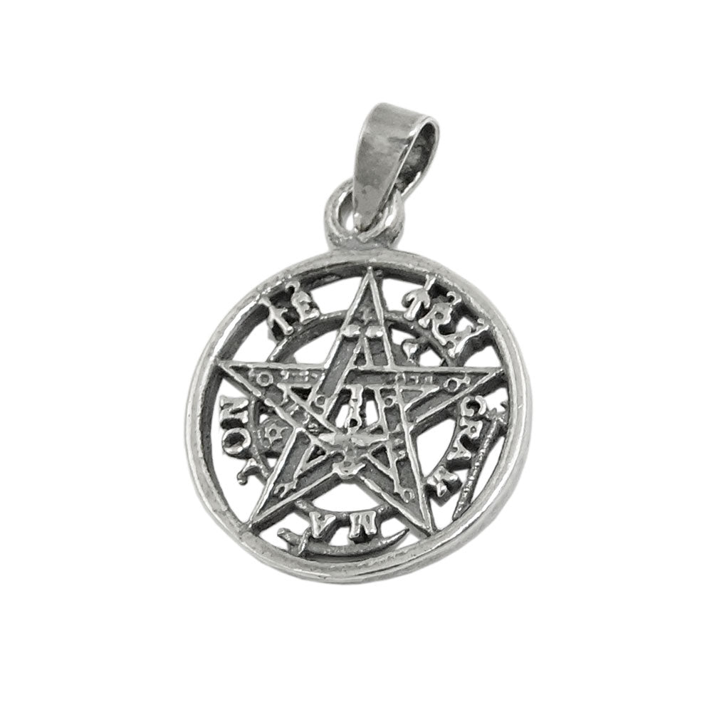 Pendler, 15mm pentagram amulet slebet sølv 925