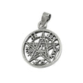 Pendler, 15mm pentagram amulet slebet sølv 925