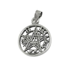 Pendler, 15mm pentagram amulet slebet sølv 925