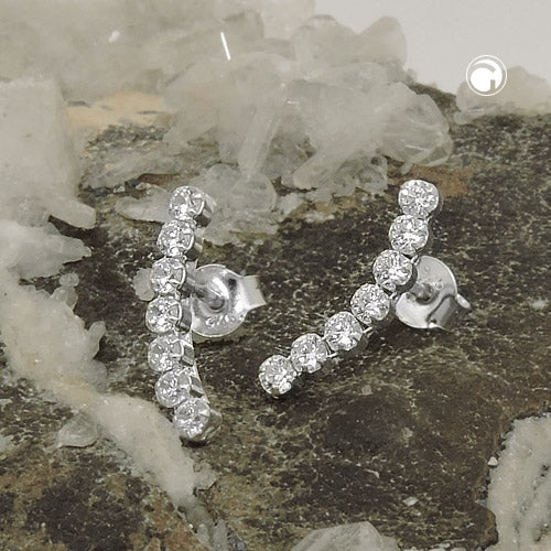 Øreørering 16x3 mm bue med 7 kubiske zirkonier hvidsølv 925
