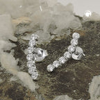Øreørering 16x3 mm bue med 7 kubiske zirkonier hvidsølv 925