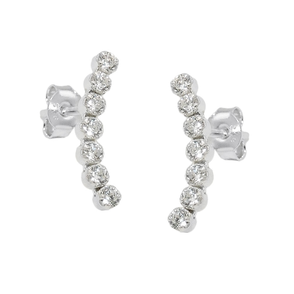Øreørering 16x3 mm bue med 7 kubiske zirkonier hvidsølv 925