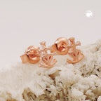 Ørestikker 7x5mm Faith-Love-Hope Rød Guldbelagt Skinnende Sølv 925
