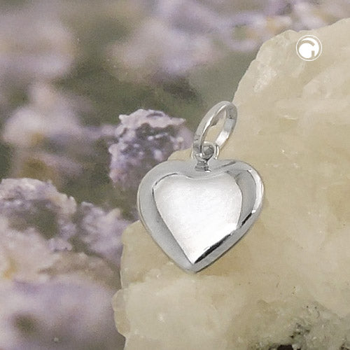 Vedhæng 10mm Hjerte Rhodium belagt Sølv 925