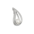Vedhæng 27x12x12mm kulturperle 8mm rhodiumbelagt sølv 925