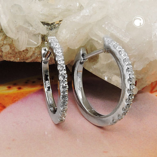 Bøjle 17x2mm hængsel zirkonia rhodiumbelagt sølv 925