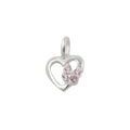 Vedhæng 10x9mm hjerte med sommerfugl Cubic Zirconias Pink Sølv 925