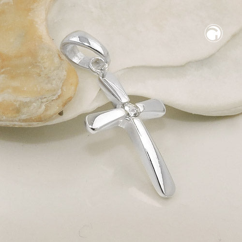 Vedhæng 16x10mm Kors Kubisk Zirkonia Sølv 925