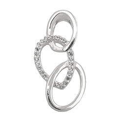 Vedhæng 21x10mm med 3 ellipser og zirkoniasølv 925