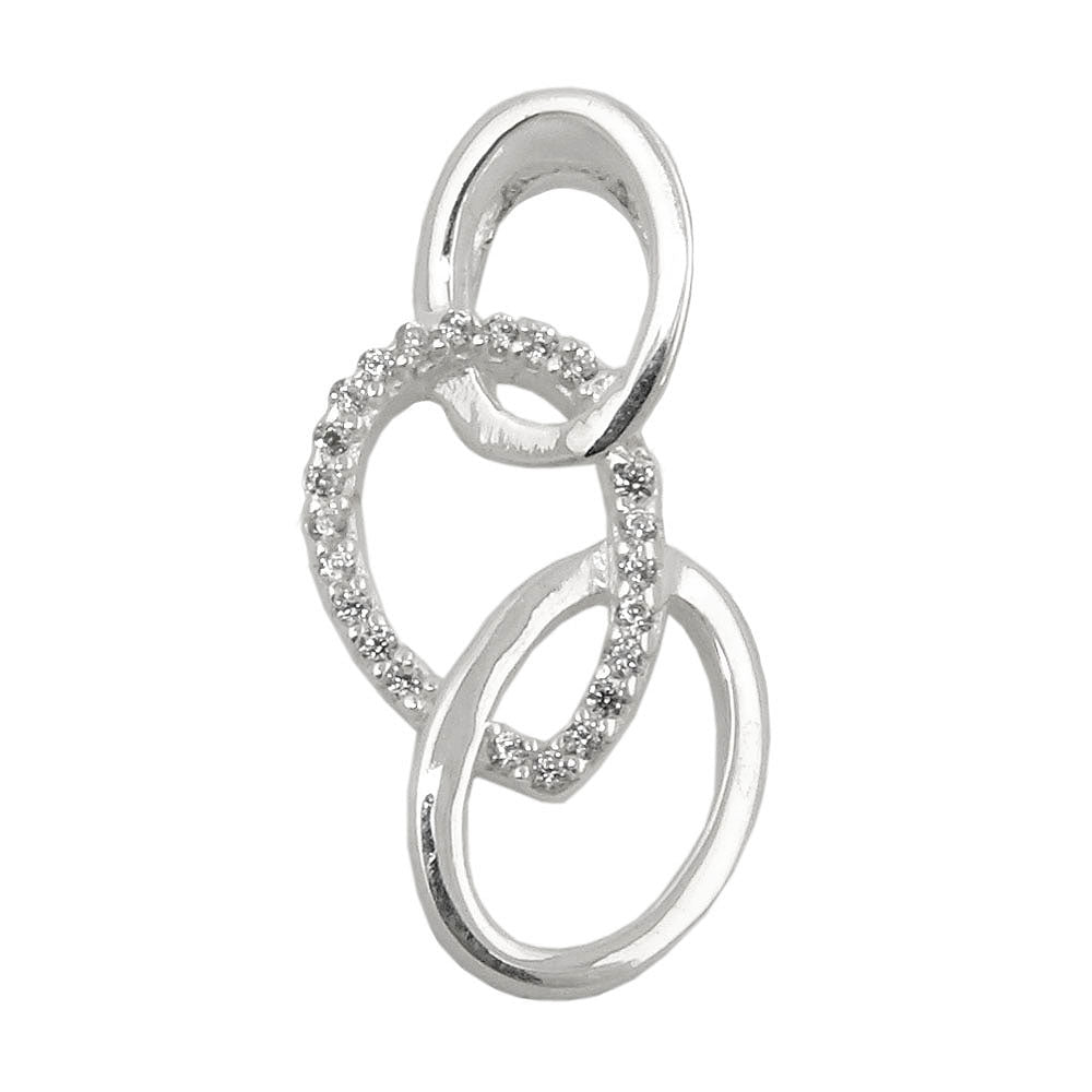 Vedhæng 21x10mm med 3 ellipser og zirkoniasølv 925
