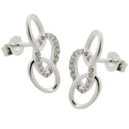 Ørestikker 16x7mm med 3 ellipser og Cubic Zirconias Silver 925