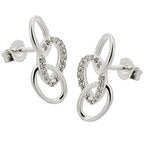 Ørestikker 16x7mm med 3 ellipser og Cubic Zirconias Silver 925
