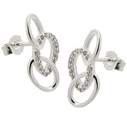 Ørestikker 16x7mm med 3 ellipser og Cubic Zirconias Silver 925