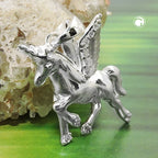 Hængende 18x15mm hest med horn og vinger Cubic Zirconia Silver 925
