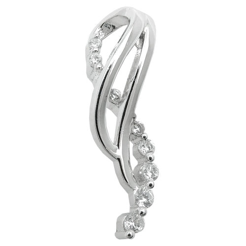 Vedhæng 25x7 mm med mange zirkonia-rhodiumbelagte sølv 925