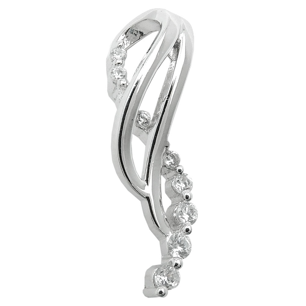 Vedhæng 25x7 mm med mange zirkonia-rhodiumbelagte sølv 925