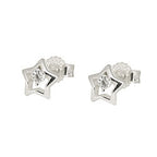 Hinger-ørering 6mm stjerne med Cubic Zirconia Silver 925