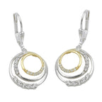 Leverback øreringe Øreringe 30x14mm Cirkler bicolor med Cubic Zirconias Sølv 925