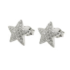 Ørestikker 10x10mm Star Cubic Zirconias Hvid Rhodium Sølvbelagt 925