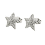 Ørestikker 10x10mm Star Cubic Zirconias Hvid Rhodium Sølvbelagt 925