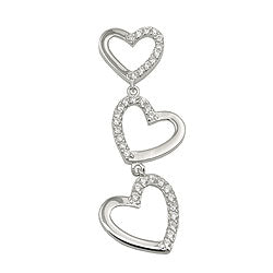 Vedhæng 42x13mm hjerter med zirkoniaer skinnende rhodium belagt sølv 925