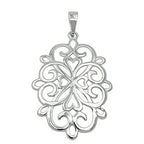 Vedhæng 27x19mm filigranblomst skinnende rhodiumbelagt sølv 925