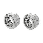 Hoop-øreringe 17x10mm hængsel Mange kubiske zirkoniaer skinnende rhodiumbelagt sølv 925
