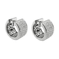 Hoop-øreringe 17x10mm hængsel Mange kubiske zirkoniaer skinnende rhodiumbelagt sølv 925