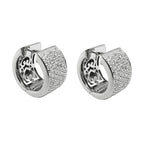 Hoop-øreringe 17x10mm hængsel Mange kubiske zirkoniaer skinnende rhodiumbelagt sølv 925