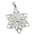 Hængende 24mm filigranblomst med zirkoniaer skinnende rhodiumbelagt sølv 925